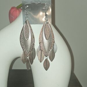 Elegant Silver and Gold Leaf Dangle Earrings